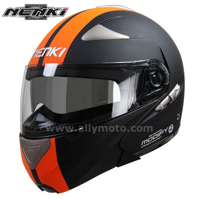 129 Nenki Men Women Full Face Racing Helmet Street Motorbike Modular Flip Up Dual Visor Sun Shield Lens Dot